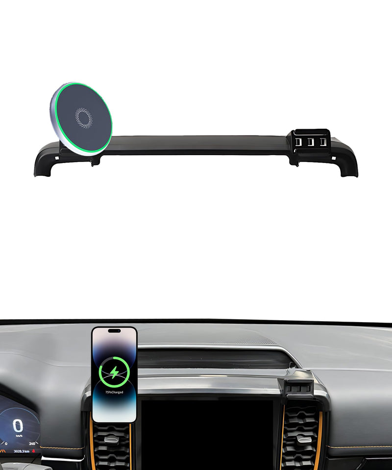 Car Phone Mount for Ford Ranger 2023 2024 2025 12.1" Screen Accessories | MagSafe 15W Fast Wireless Charger Cell Phone Holder,360° Rotatable 3D Fit Navigation Clip-On Cradle,will Not Block Air Vents fit for 2023-2025 Ford Ranger(12.1 Inch Screen)