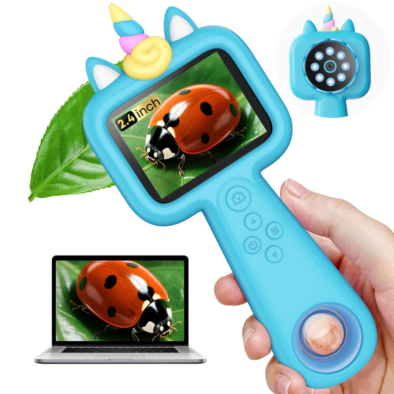 [AUSTRALIA] - Pocket Microscope for Kids, 2.4" Screen 600X Portable Digital Microscope Handheld, STEM Educational Science Kit Toys for Age 3 4 5 6 7 8 9 10 11 12 13 Years Old Kids Christmas Birthday Gifts 
