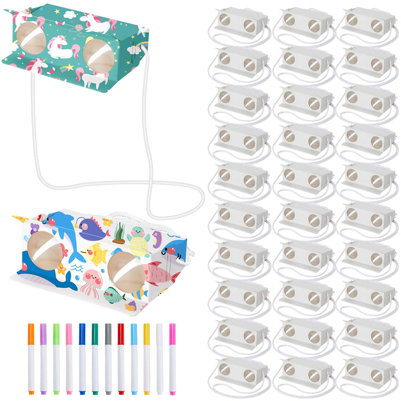 [AUSTRALIA] - Shappy 30 Pcs DIY Cardboard Binocular Craft Kit for Kids, Make Your Own Toy Binocular with Marker and String Classroom Art Activity for Kindergarten Elementary School 100 Days of School Party Favor 