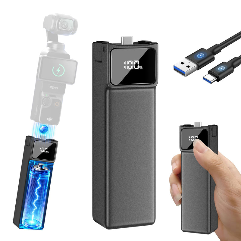 [AUSTRALIA] - Soonpho 5000mAh Battery Handle for DJI Osmo Pocket 3,LED Digital Display,22.5W Fast Charging Battery Grip with 1/4" Thread for Vlogging,Travel,YouTube,Live Streaming Set B 
