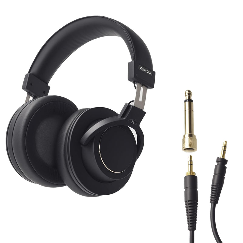 Professional Monitor Headphones Podcast/ Recording/ Live Streaming 3.5/6.5mm Wired Earphones for Audio Interface Over Ear Comfortable Headphones Stereo 50mm Sound Drive, 32Ω lmpedance（D1,Black）