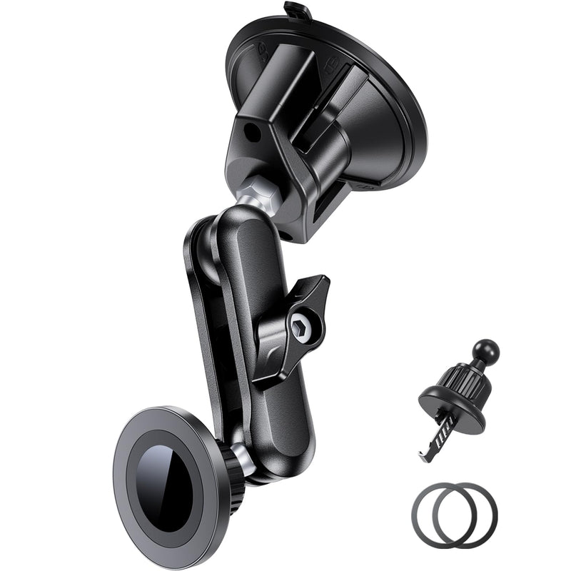Magnetic Car Phone Holder [3-in-1] for Dashboard, Windshield & Vent, with Strong Suction Cup, Adjustable Metal Arm & 360° Rotation, Universal Phone Mount for All Cell Phones