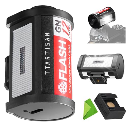 TTARTISAN M01 Mini Speedlite Camera Flash, GN12, 5600K ±200K, Built-in Battery, 4 Power Levels, Hot Shoe Fill Light for Canon, Fuji, Sony, Nikon, Leica, Pentax, Olympus