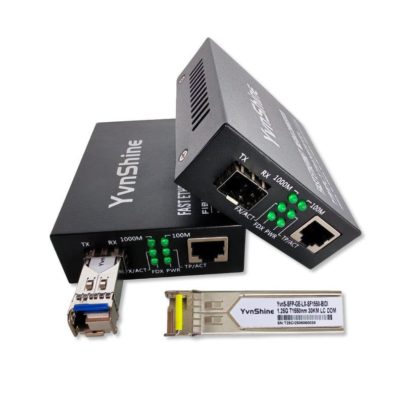1 Pair Gigabit Media Converter SFP to RJ45 Kit | Single Mode LC BiDi WDM 1310/1550nm up to 20km | 10/100/1000Mbps Auto Ethernet, Plug & Play Fiber Optic Extender for CCTV, LAN & Home Network Black 1 Pair Single mode Single LC 20KM