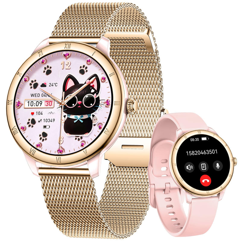Smart Watches for Women 1.27" HD Roman Dial Sports Watches IP68 Waterproof | Activity Trackers with Heart Rate Sleep Monitor Smartwatch for iPhone Android Fitness Tracker Reloj Inteligente para Mujer Steel