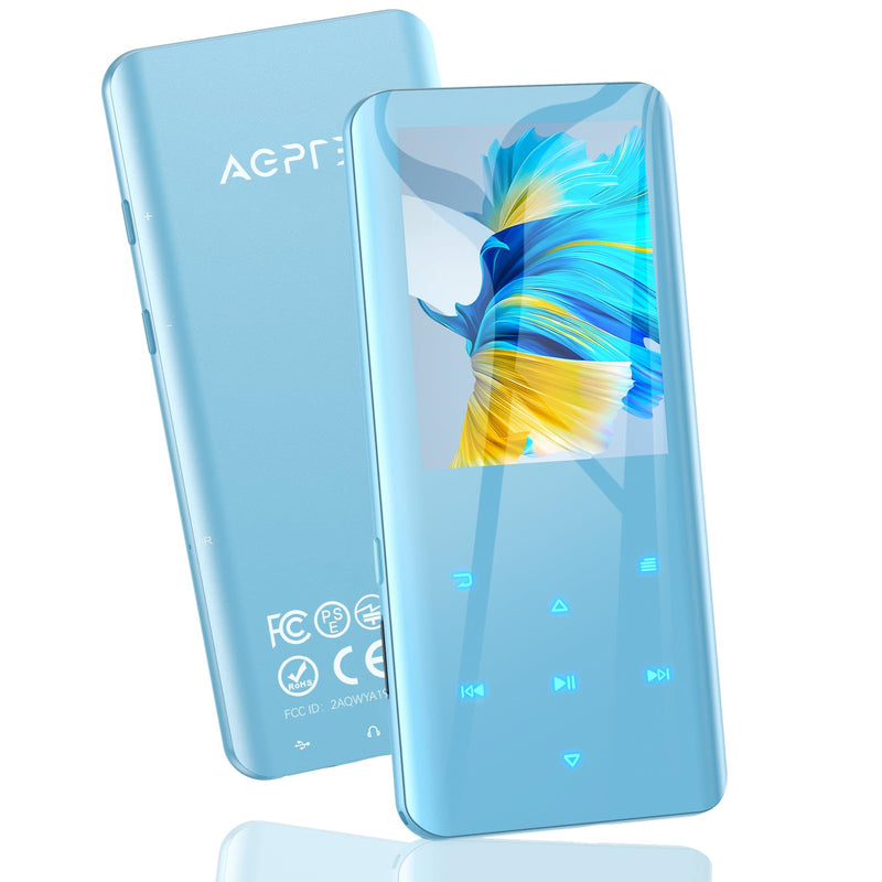[AUSTRALIA] - AGPTEK 64GB MP3 Player with Bluetooth 5.3, A19PL 2.4" Curved Screen Portable Music Player with Speaker Lossless Sound with FM Radio, Voice Recorder, Supports up to 128GB, Blue 