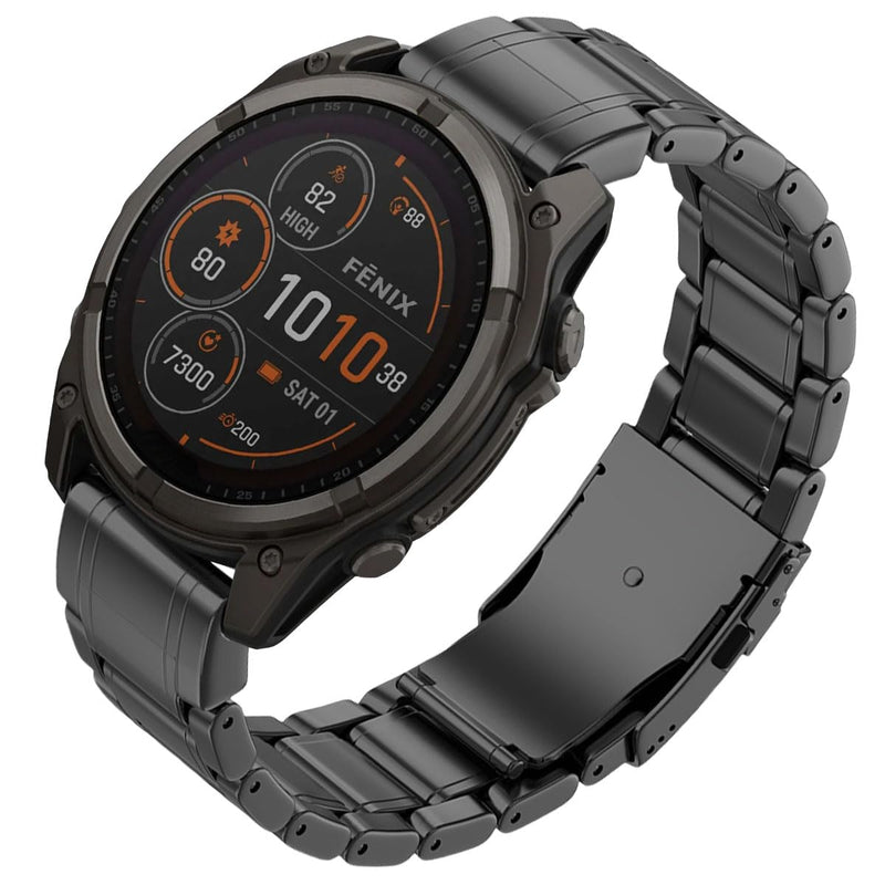 Luxury Titanium Fenix 8 51mm/7X/6X/5X Plus Band, 26mm Premium Metal Quickfit Bands Watch Strap with Swept Wing Clasp Compatible for Garmin Fenix 7X Pro/6X Pro/5X Plus/Enduro 3/Tactix 7 Bands Black