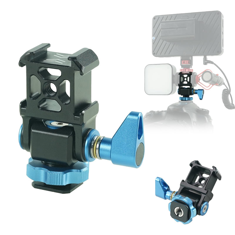 [AUSTRALIA] - Tripod Ball Head Mount 3 Port Cold Shoe Mount with 1/4"-20 Thread, 360° Rotating Panoramic Ball Head for DSLR Camera Tripod Monopod Slider Camcorder Camera Cage Flash LED Monitor Microphone 