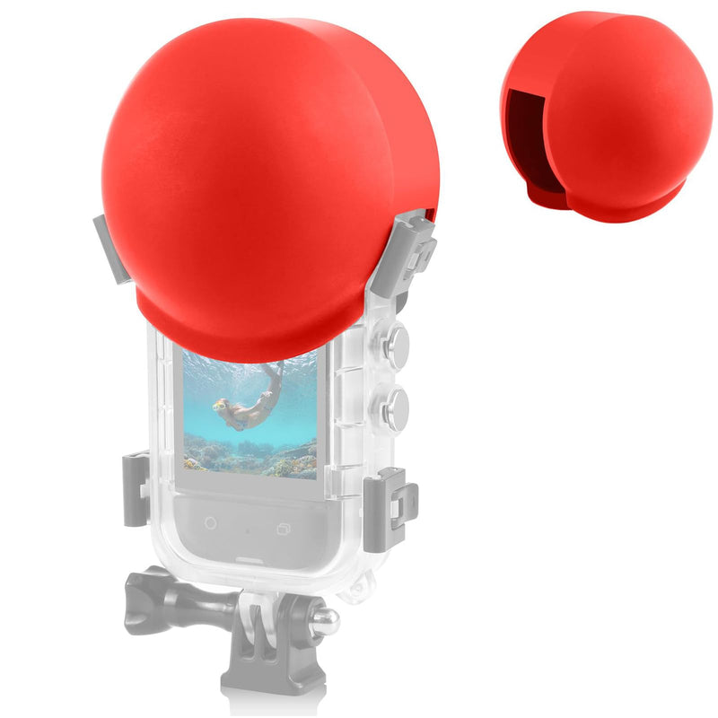 Insta 360 X5 Invisible Dive Case Lens Guard, Silicone Lens Cover Protector for Insta360 X5 Diving Case Lens Cap, Action Camera Accessories (Red) Red