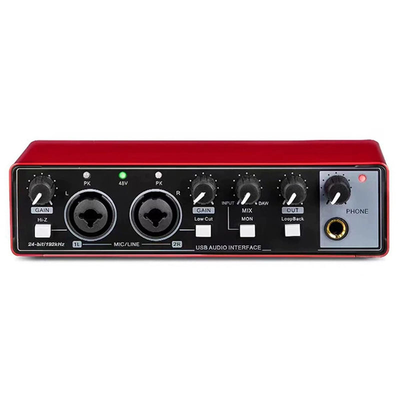 [AUSTRALIA] - USB Audio Interface, Interface for Recording Music, USB2.0 Studio Equipment for Mac/PC, XLR Input, 24Bit/192kHz, Plug & Play, 48V Phantom Power, Red 