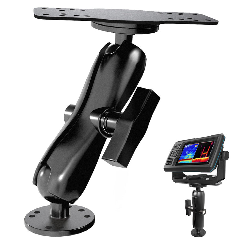 S109 Aluminum Alloy Fish Finder Mount with C Size 1.5" Ball, 7.78" Dual Purpose Mount with Rectangle Plate & Round Plate, 360° Rotation Marine Electronic Mount Compatible with Garmin, Lowrance