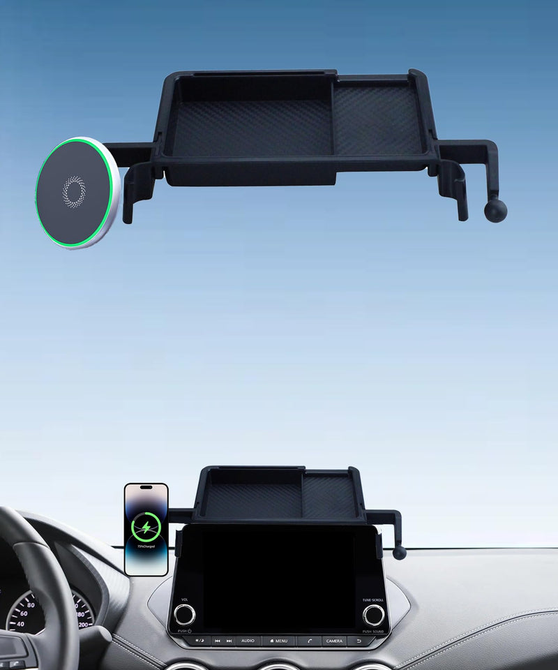 Car Phone Holder for 2021-2025 Nissan Rogue/2019-2025 Altima/2020-2025 Sentra Accessories Apply to 8 Inch Touch Screen 15W Fast Wireless Charger Screen Fixed Clip Cell Phone Mount