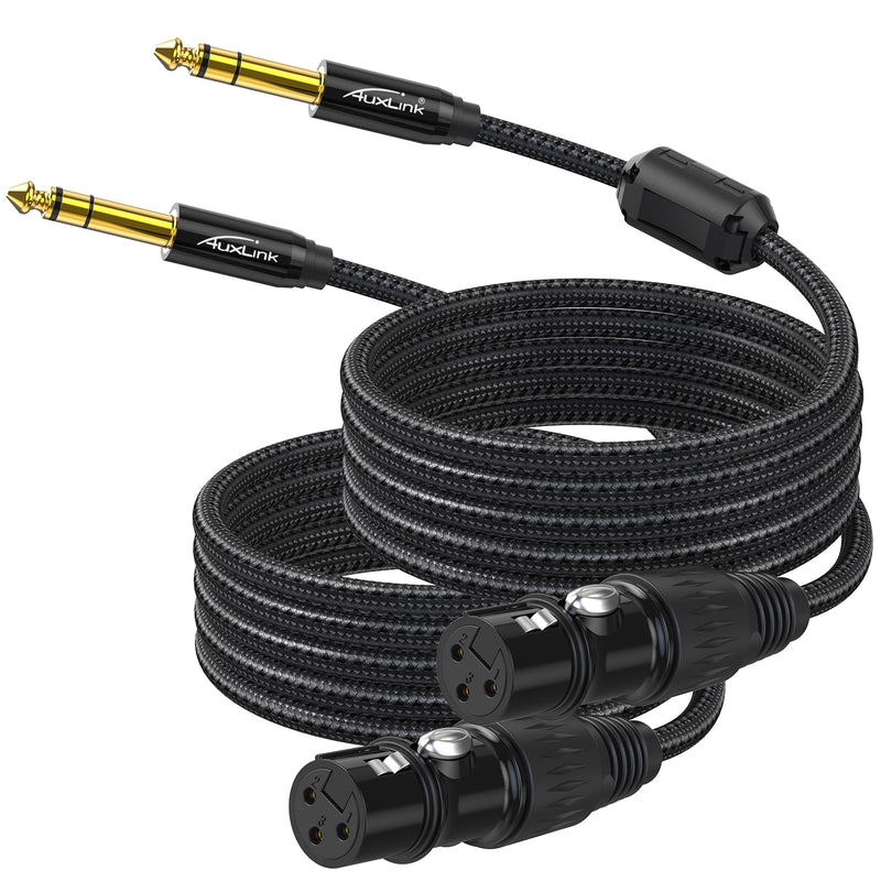 XLR to 1/4, TRS to 6.35mm 15ft 2Packs Gold-Plated Connectors Nylon Braided, Quarter Inch to XLR Female Cable for Speakers, Mixers, Amplifiers XLR Female 15ft 2pack XLR Female to 1/4 Cable