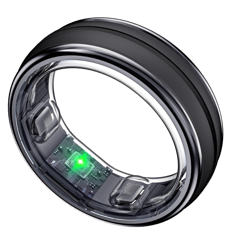 Smart Ring for Women Men -Fitness Tracker Ring with Sleep & Step Counter, Compatible with iOS & Android, No App Subscription (Black, 12)