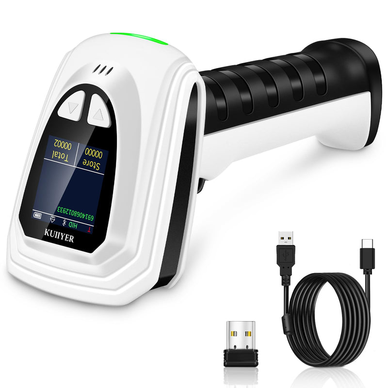 [AUSTRALIA] - KUIIYER 1D QR 2D Barcode Scanner, Bluetooth Wireless Bar Code Scanners with Setting Keypad & LCD Screen Display & AI Voice, Handheld Barcode Reader for iPhone, Android, iPad, Tablet, Computers & POS Bluetooth Barcode Scanner 