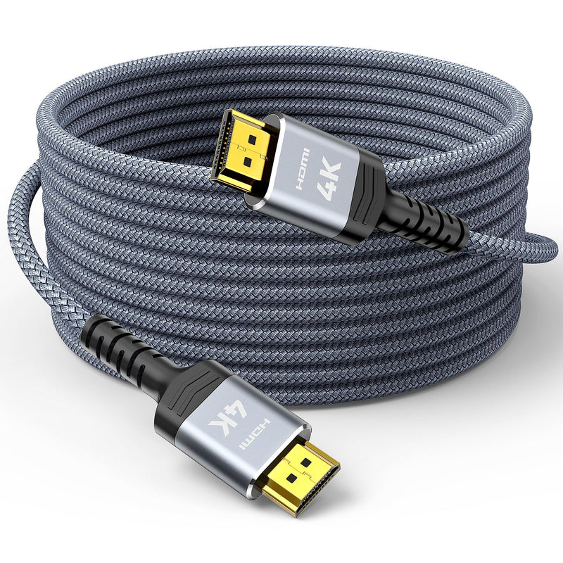 Highwings 4K Fiber Optic 65 FT HDMI Cable High Speed HDMI 2.0 Cables | 18Gbps Braided HDMI Cord, 4K HDR, HDR10, HDCP 2.2, ARC, Compatible with TV/HDTV/PS5/Blu-ray 65 feet 4K@UHD-1 Pack Grey