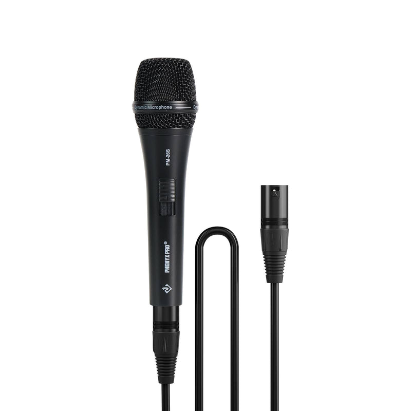 Phenyx Pro Vocal Microphone, Supercardioid Dynamic Mic with 16.4 ft XLR Cable, Mic Clip, Storage Bag, Wired Handheld Microphone for Singing, Stage, Studio, Karaoke (PM-26S)