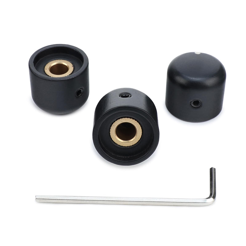 3Pcs Ebony Electric Guitar Volume Tone Knobs with Brass Hole Wood Bass Guitar Control Knobs Compatible with Fender Strat Telecaster Jazz Les Paul Guitar Replacement Parts (Ebony Natural Color) 3 Piece Ebony-6.0