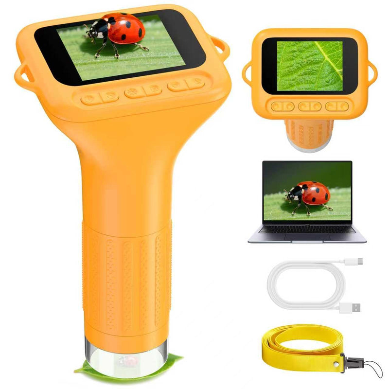 [AUSTRALIA] - Handheld Microscope for Kids Portable Pocket Digiscope - 2" IPS HD Screen 1000X Digital Microscopes Camera PC Compatible 3-12 Year Old Girl Boy Science Edu Fun Birthday Gifts Toys 