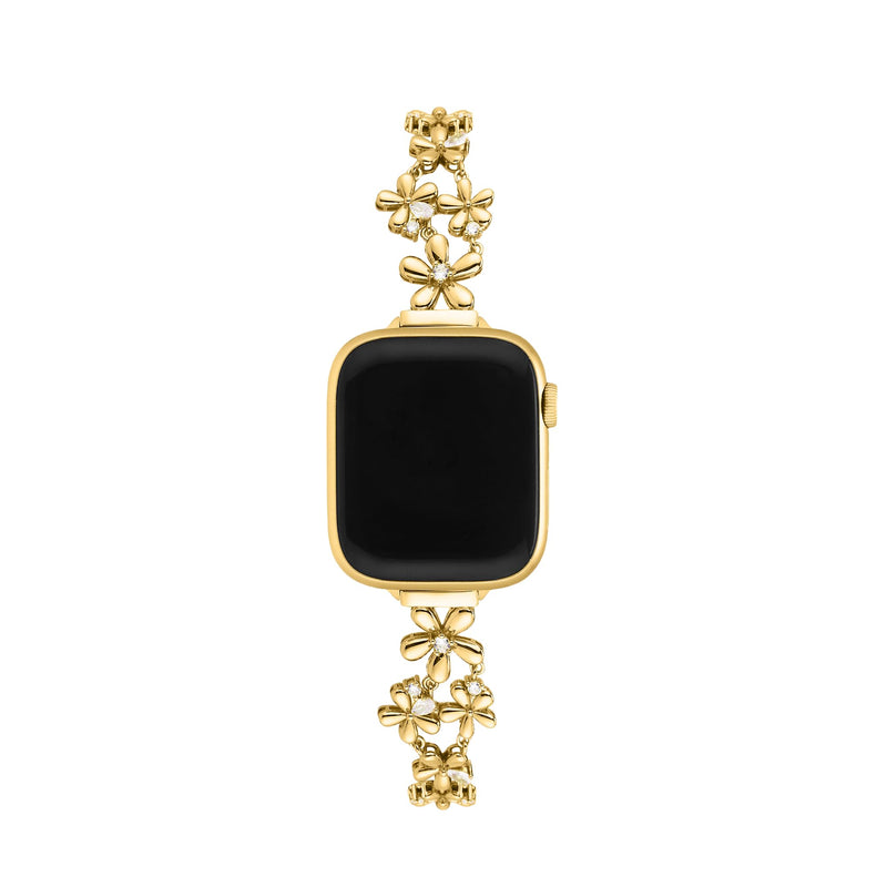 Floral Bloom Copper Watch Band for Women Compatible with Apple Watch 38/40/41/42/44/45/46/49mm for iWatch Series 11/10/9/8/7/6/5/4/3/2/1 SE Ultra1/2/3, Dressy Metal Bracelet Gold 42(Series 10-11)/38/40/41mm