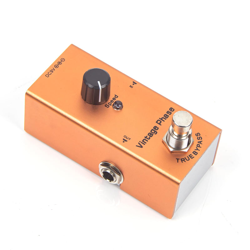 Vintage Phaser Guitar Effects Pedal - Classic 70s Phase Sound, Speed Control, True Bypass, Aluminum Body, DC 9V (Adapter Not Included)