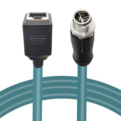 M12 X-Code 8 Pin Industrial Ethernet Cable, IP67 Waterproof Shielded Sensor Cable, Male to Female High-Flex Aviation Connector for Cognex Camera, PLC, Automation System Male X-8pin to Female RJ45 1m