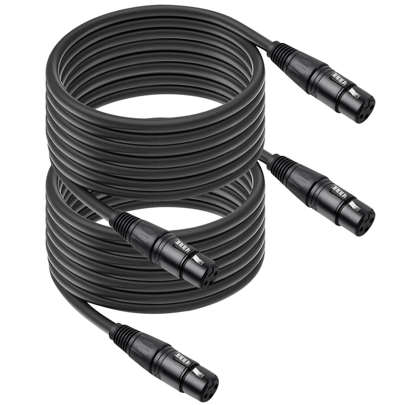 2 Pack 3 Pin XLR Female to Female Microphone Cables,25FT,Professional Balanced Audio Cable with Oxygen-Free Copper, Gold-Plated Connectors - for Studio, Stage, PA Systems 7.6M 7.6M/25FT