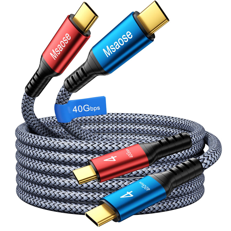 Braided Thunderbolt 4 Cable 10 FT 2 Pack Compatible, 40Gbps, 240W PD, 8K@60Hz / 4K@144Hz, Dual 4K for Mac mini, iPhone 17, MacBook Pro M4 M5 / Air, SSD, Docking, eGPU, XPS, USB4 10FT 2Pack