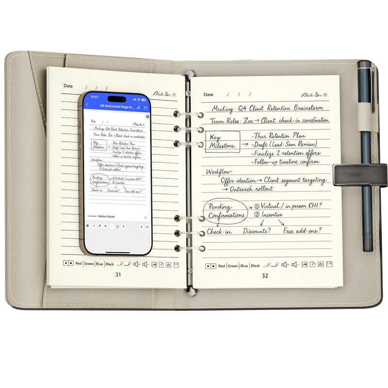 Smart Sync Pen for Note Taking, Digital Notebook with Pen, Enables Synchronized Handwriting, Ocr to Text, Offline Storage, Audio Recording and Note Sharing, Compatible with IOS and Android