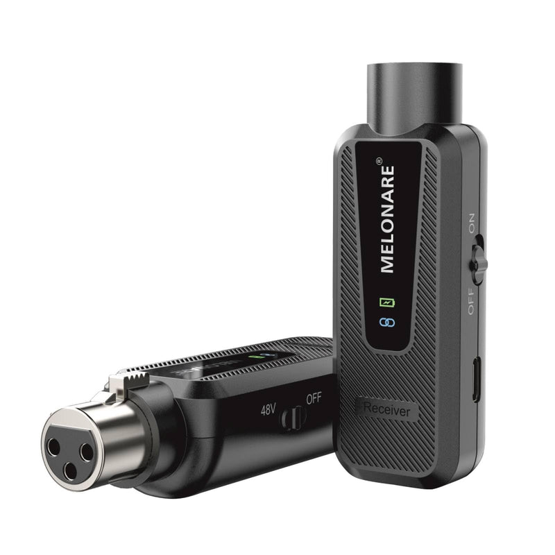 Plug on UHF 900MHz XLR Wireless Microphone Adapter, XLR Wireless Audio Transmitter & Receiver System, 164ft Range, +48V Phantom Power for Mic, Audio Mixer and PA Setup (MX-1)