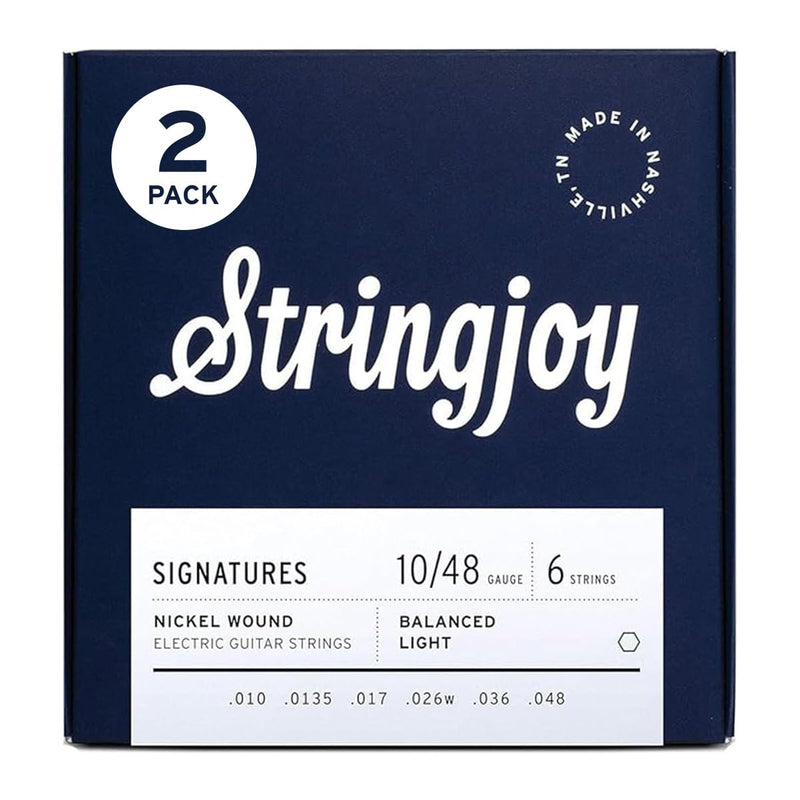 [AUSTRALIA] - Stringjoy Balanced Light Gauge Signatures Nickel Electric Guitar Strings 10-48, BAL10, Exceptional Playability and Tone, Electric 6 String Set, 2-Pack 10-48 Balanced Light 