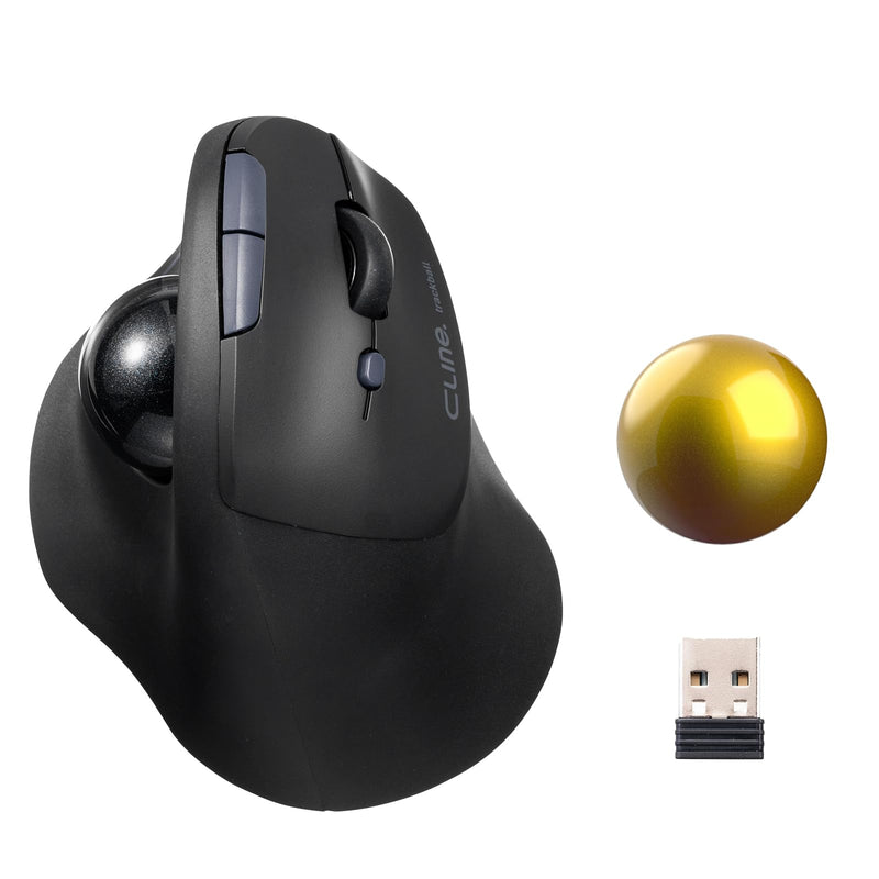 SANWA 2-Device Wireless Trackball + Yellow 34mm Replacement Ball Set, Programmable & Silent Click Vertical Mice, Compatible with Mac, Windows, Laptop, Android, PC