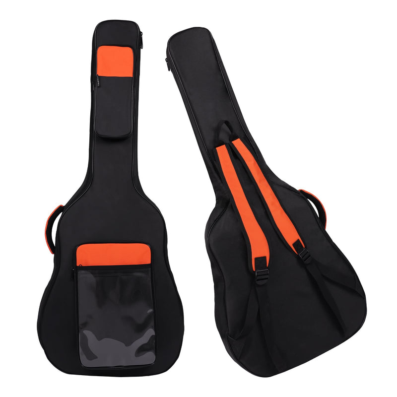 Acoustic Guitar Gig Bag Fits 40 41 42 Inch, 0.5 Inch Thick Padded for Enhanced Protection, 600D Waterproof Nylon, Soft Guitar Backpack Case with Neck Fixed Strap & Adjustable Shoulder Straps Orange (0.5 Inch)