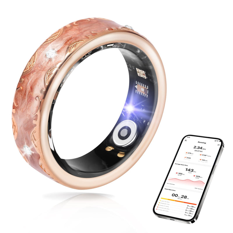Smart Ring for Women-Men,Health-Fitness Tracker with Heart Rate, Sleep Monitor, Blood Oxygen, HRV, 128 Sports Modes, IP68 Waterproof, Gesture Control, No Subscription Fee,with iOS & Android (10) Rose Gold 10