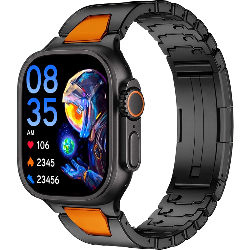 Stainless Steel Apple Watch Band with Tool-Free Adjustable Links | Premium DLC metal bracelet with tool-free link adjustment,scratch-resistant finish,and elegant design for everyday style Black-2 42/44/45/46/49mm
