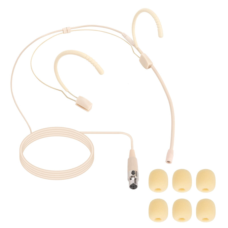 3 Pack Microphone Headset - Discreet Over-Ear Headworn Earset with Hanging Mic, Compatible with Shure Wireless Bodypack Transmitters - Ideal for Live Performances, Theater, Lectures & Public Speaking