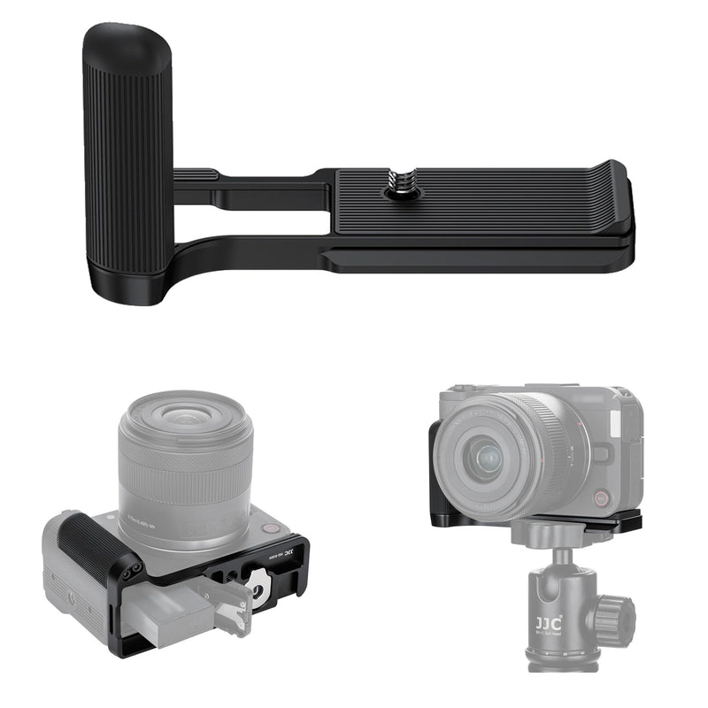 [AUSTRALIA] - JJC Metal Hand Grip L Bracket for Canon EOS R50 V Camera(Not for R50), R50V Handgrip with Cold Shoe Mount, Silicone Handle, Anti-Slip Pad, Arca Swiss Quick Release Plate & 1/4"-20 Tripod Hole, Black 