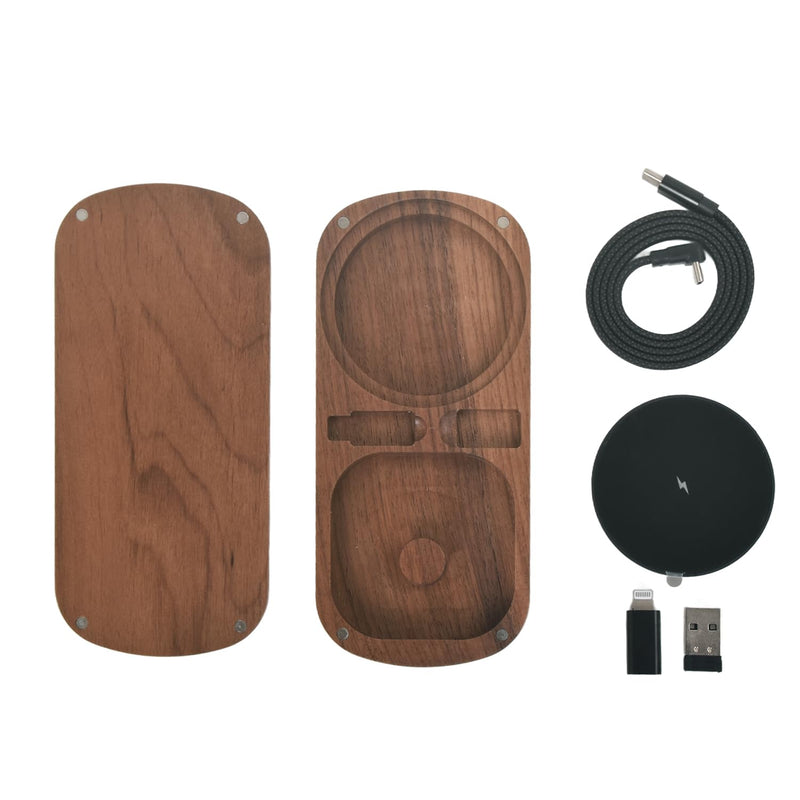 Multi USB Charger Adapter Charging Cable,Type C to USB OTG Converter,USB C to iOS,Portable Box for(Walnut)