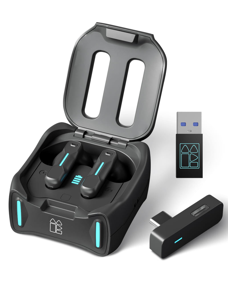 Middle Rabbit SW4 Pro Gaming Earbuds with Mic Wireless, 2.4G Dongle + Bluetooth Dual Mode, 20ms Low Latency, Compatible with PS5, PS4, PlayStation, Desktop&Laptop PC, VR Black