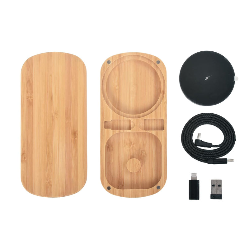 Multi USB Charger Adapter Charging Cable,Type C to USB OTG Converter,USB C to iOS,Portable Box for(6sets, Bamboo)