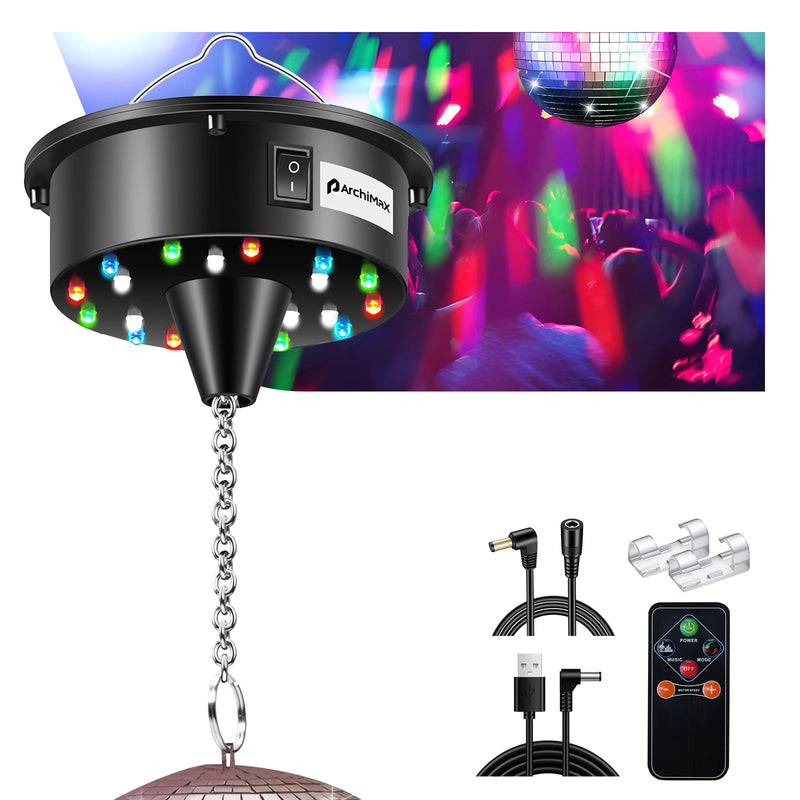 Disco Ball Motor with Light, Party Lights with Remote,6-12RPM Adjustable Speed Rotating Disco Motor,for 4''~ 24'' Mirror Ball, DJ Bands KTV Bar Christmas Birthday Wedding Outdoors Party Decor