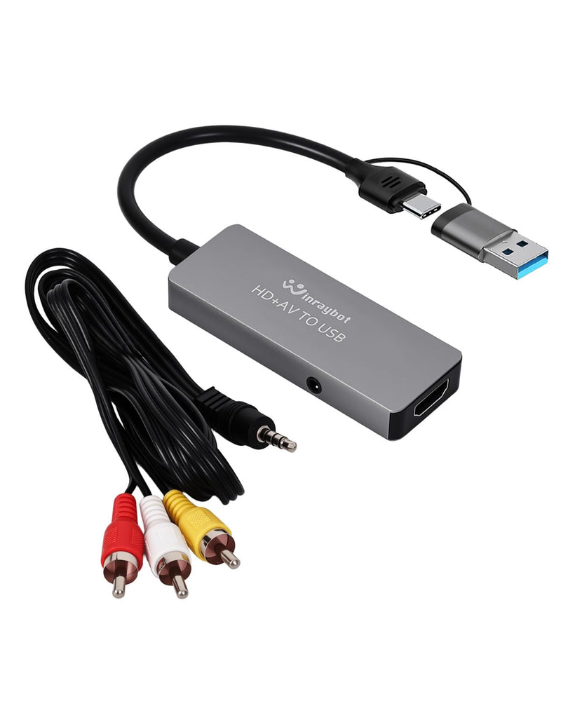 [AUSTRALIA] - VHS to Digital Converter, Video Capture Card for VHS/DVD/HI9/AV/Wii, RCA to USB Converter Analog to Digital Adapter for Saving Old Memories RCA/S-Video/HDMI Input (USB-A+USB-C) USB A+USB C 