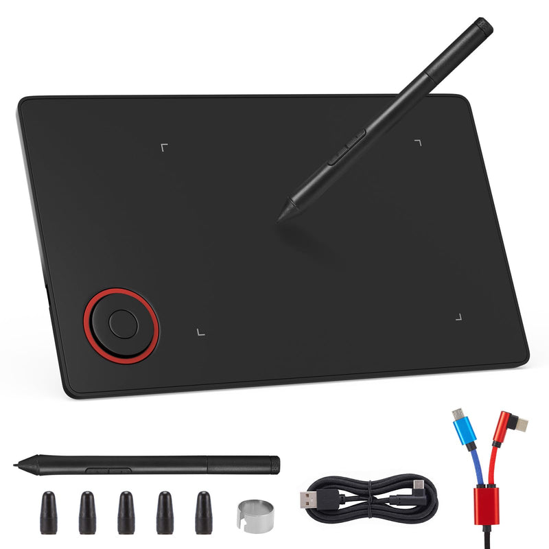 IMAGE Portable Graphics Drawing Tablet 8.9 * 5.3 Inch with 8192 Levels Battery-Free Pen and 1 Magic Circle 4 Hot Keys, Compatible with Windows/Mac/Android for Painting, Design & Online Teaching