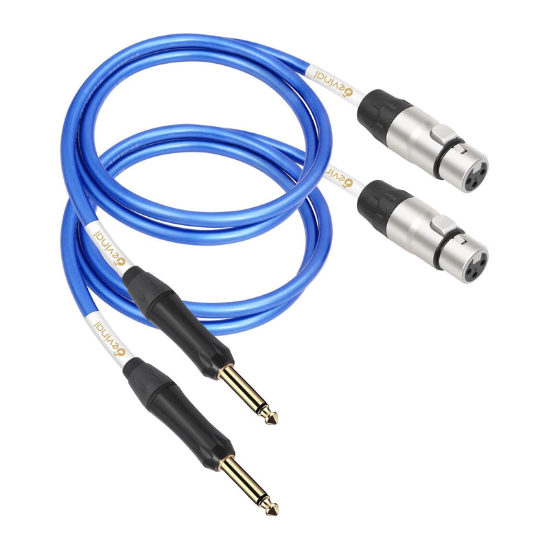 Devinal [20 AWG Silver-Plated OFC] XLR Female to 1/4 inch TS Cable Hi-Fi Grade Balanced Female XLR to Quarter inch 6.35mm Mono Cord for Microphone, Mixer, Speakers 3ft 2pack 1/4 inch TS/ 3FT
