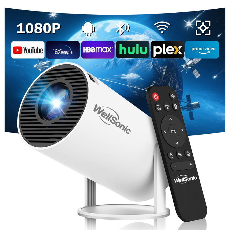 [AUSTRALIA] - Mini Projector Support 4K, 200 Ansi Outdoor & Home Movie Portable Projector with Wifi6 and 5.0 Bluetooth, Automatic Keystone Correction, 180°Rotatable, Compatible with HDMI USB PC Laptop 300 Pro 
