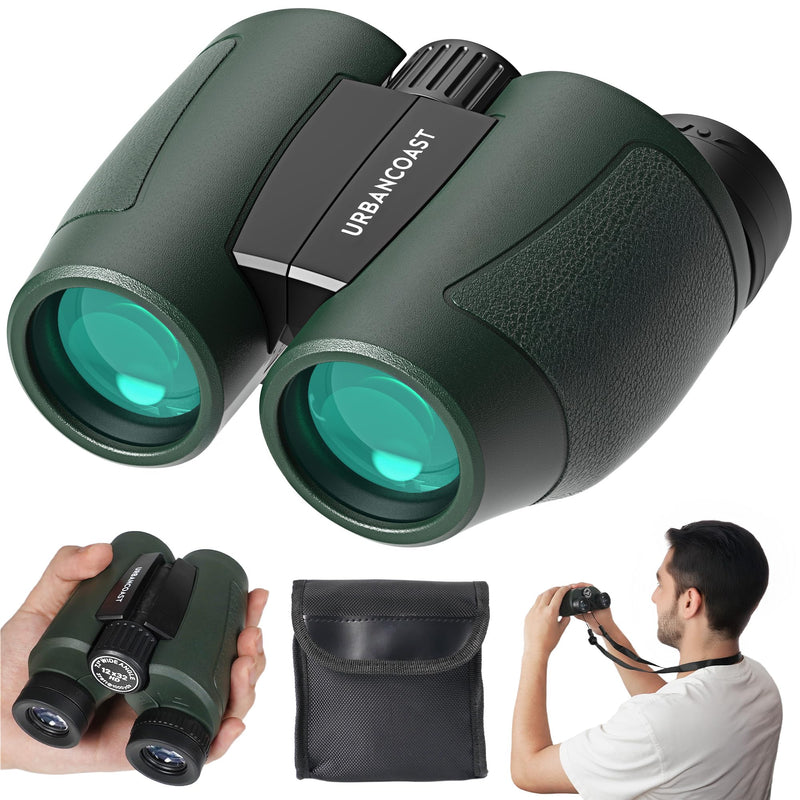 12x32 Compact Binoculars for Adults - High Powered Lightweight Small Binoculars with Large View - Super Bright Waterproof Binocular for Bird Watching Travel Cruise Ship Hiking Sports Concert Dark Green
