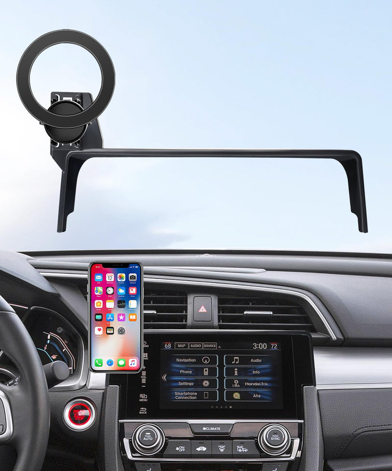 Car Phone Holder for Honda Civic 2016-2021 Accessories, 5/7-inch Screen | Magsafe Magnetic Cell Phone Mount Clip Compatible with iPhone, 3D fit Stable Dashboard GPS Navigation Bracket Cradle Stand 5/7-inch for 2016-2021 Civic