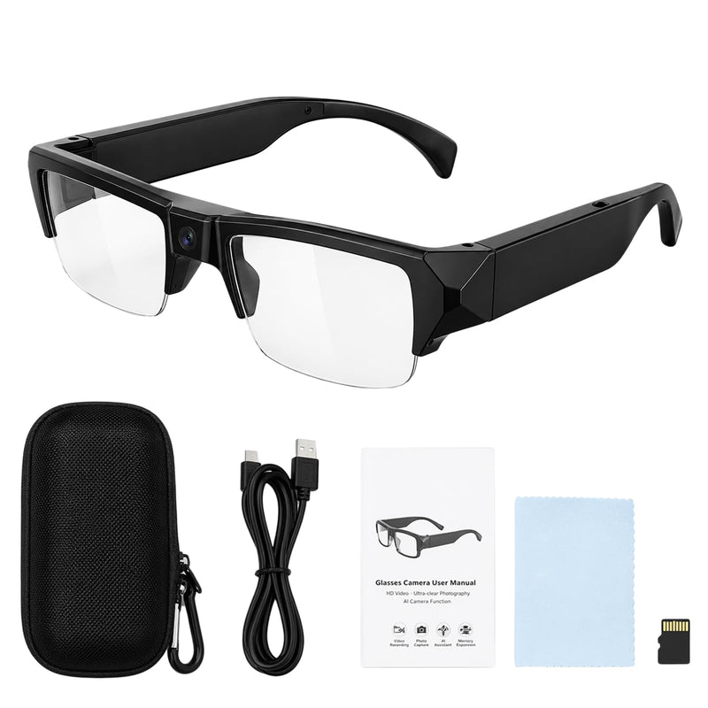 LIMIETE Spy Glasses 128 GB – 1080p HD Hidden Camera Glasses/No WiFi / 38 g Lightweight Frame / 95-Minute Recording/Plug-and-Play/USB 2-in-1 Cable/English Manual 128GB