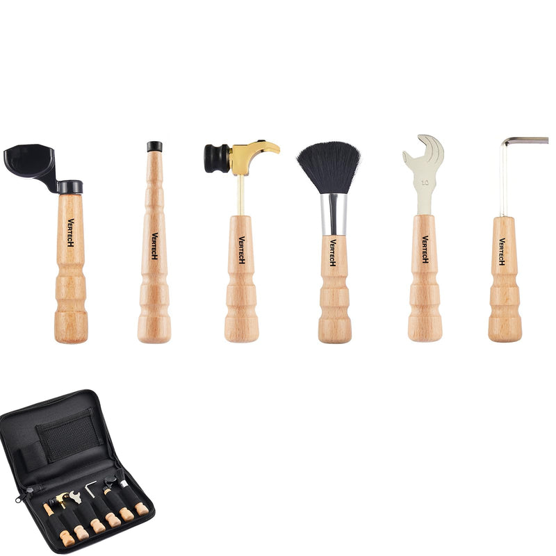[AUSTRALIA] - Aestivate Guitar Repair Tool Kit, 10mm Wrench, 4mm Allen Rrench, Cleaning Brush, Guitar Hammer, Guitar String Winder Instrument Maintenance Set with Storage Bag (6pcs Multi-Guitar Repair Tools) 6pcs Multi-Guitar Repair Tools 
