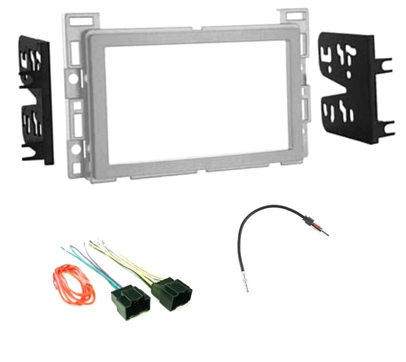 Silver Double Din Car Radio Stereo Install Dash Installation Kit Combo -Made for Chevrolet/Pontiac: 2007-2010 Cobalt, 2006-2011 HHR, 2008-2012 Malibu + More -No Factory External Amp Vehicles